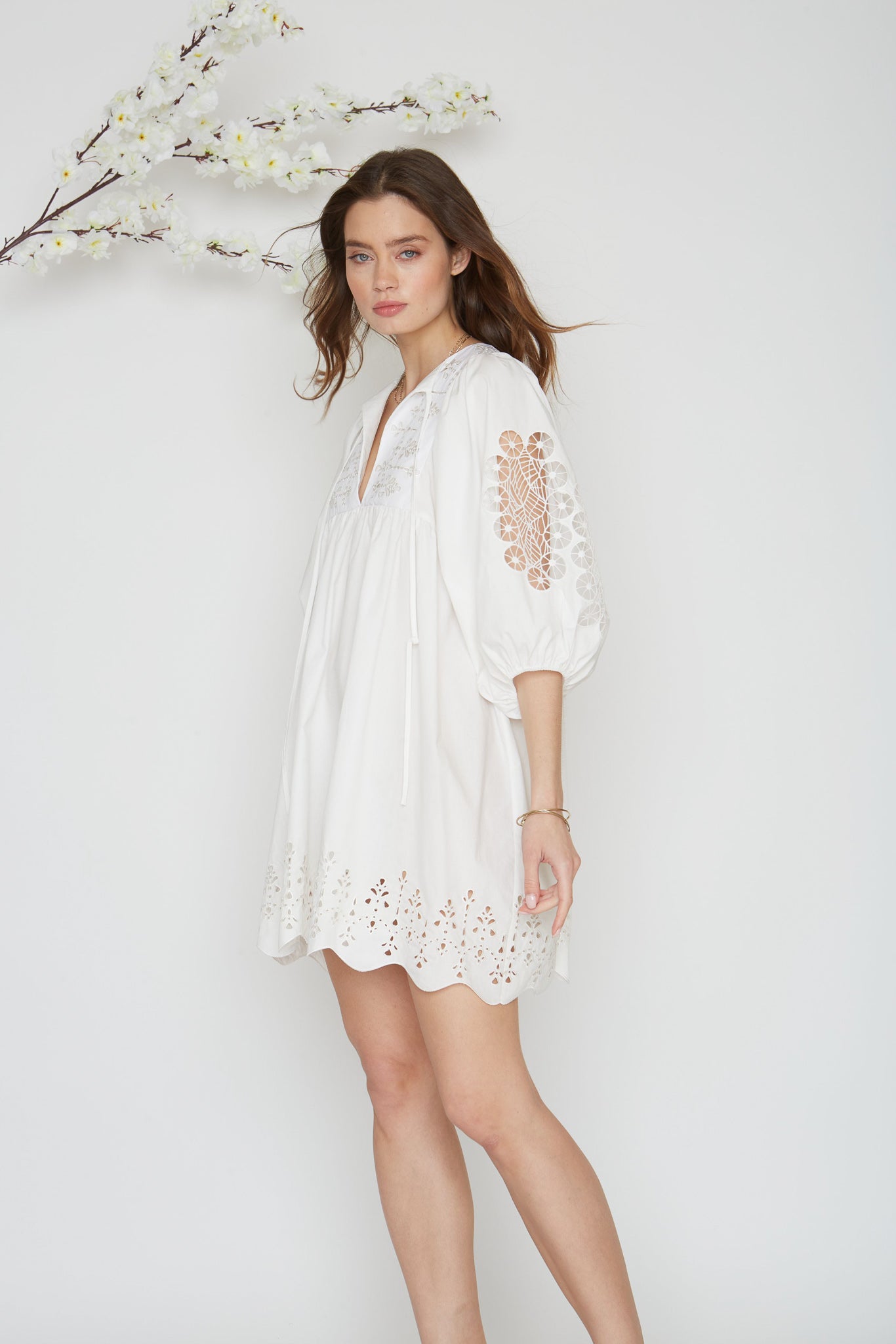 embroidered white dress